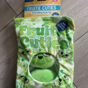 Fruity Hide and Seek squeaky plush dog toy (lip smacking Lime)