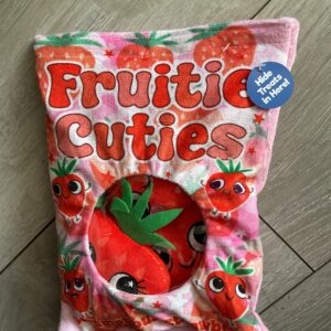 Fruity Hide and Seek Squeaky plush dog toy (Strawberry)