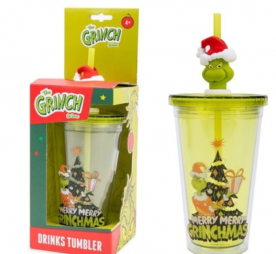 Grinch drinks tumbler