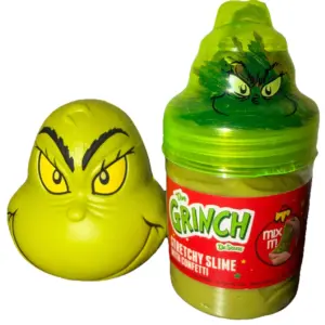 Grinch stretchy slime with confetti