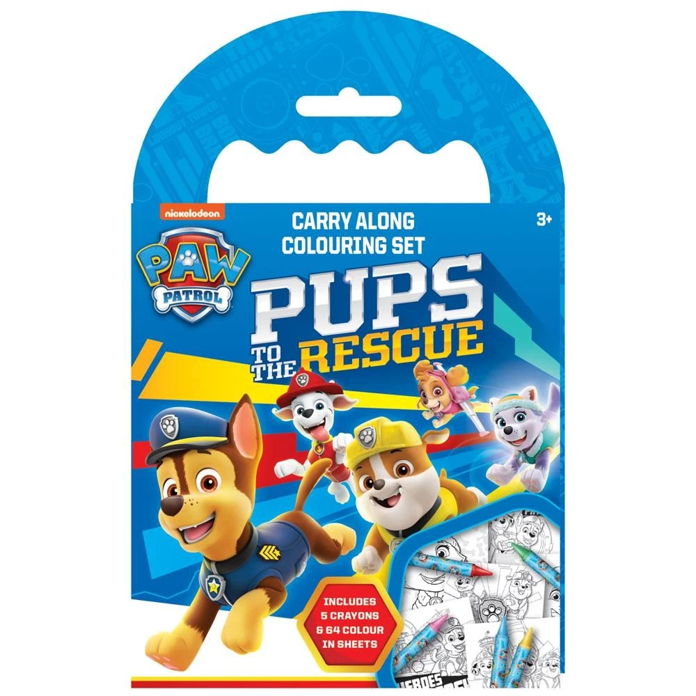 Paw Patrol pups to the rescue carry along colouring set